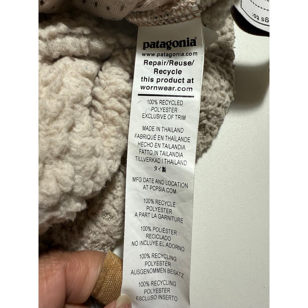 Patagonia Kids Hoodie Fleece Tan Quarter-Zip Sherpa Large - Picture 5 of 8